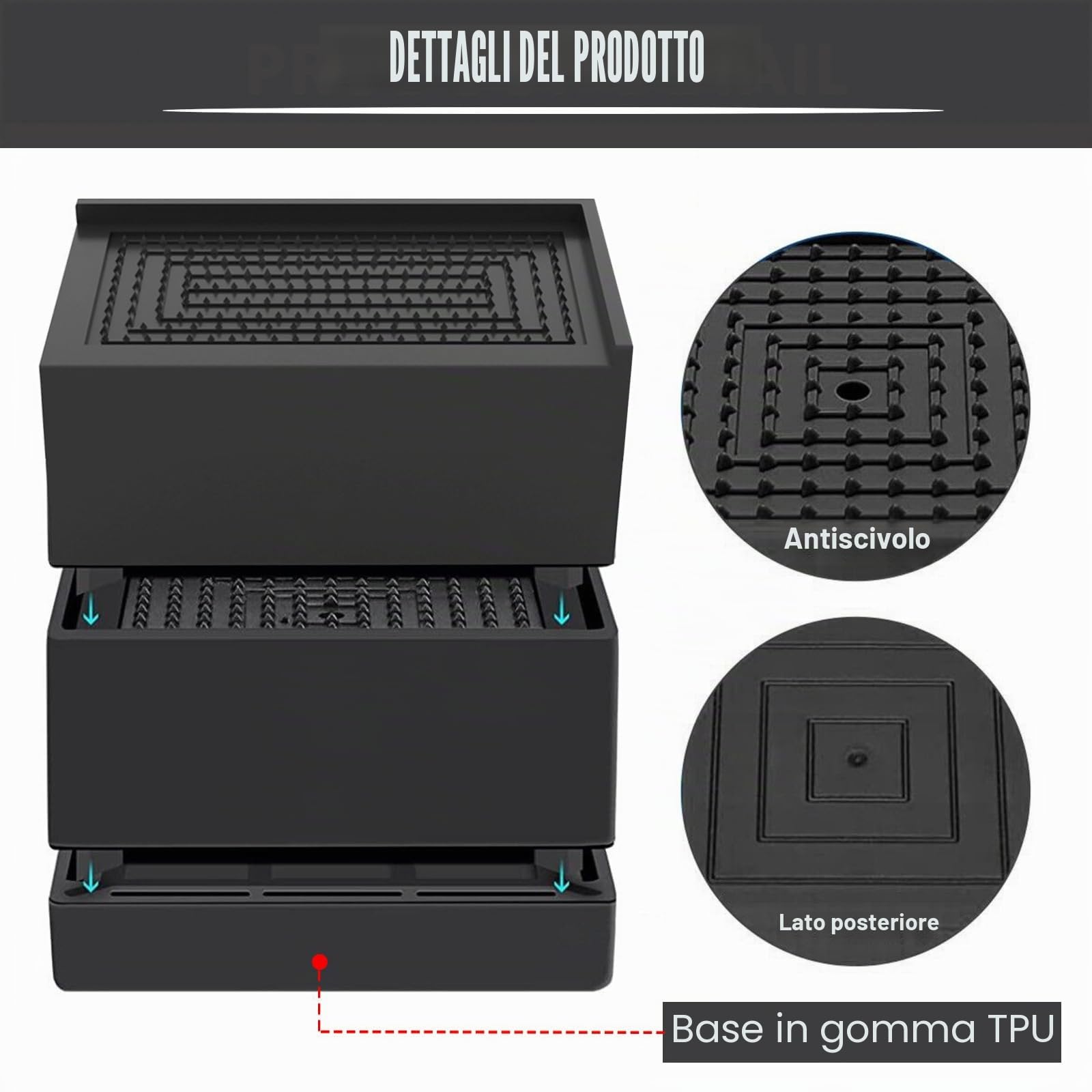Rialzi rettangolari per letti o mobili, 7,6 cm, resistenti, rialzi mobili regolabili, antiscivolo, rialzi per scrivania impilabili fino a 600 kg, alzata tavolo, sollevatori per letti per sedia da