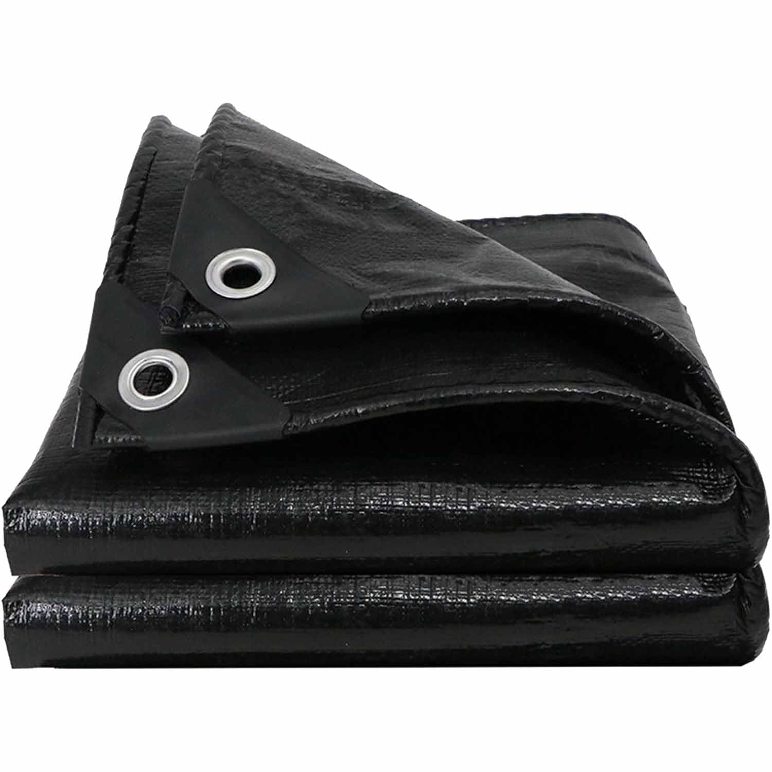 Ffsaacol Heavy Duty Poly Tarp Cover, Outdoor Waterproof Tarpaulin, Reinforced Tarp, UV resistant with metal grommets, easy to install for Roof, Camping, Patio, Pool Cover Black, 4x4m/13x13ft