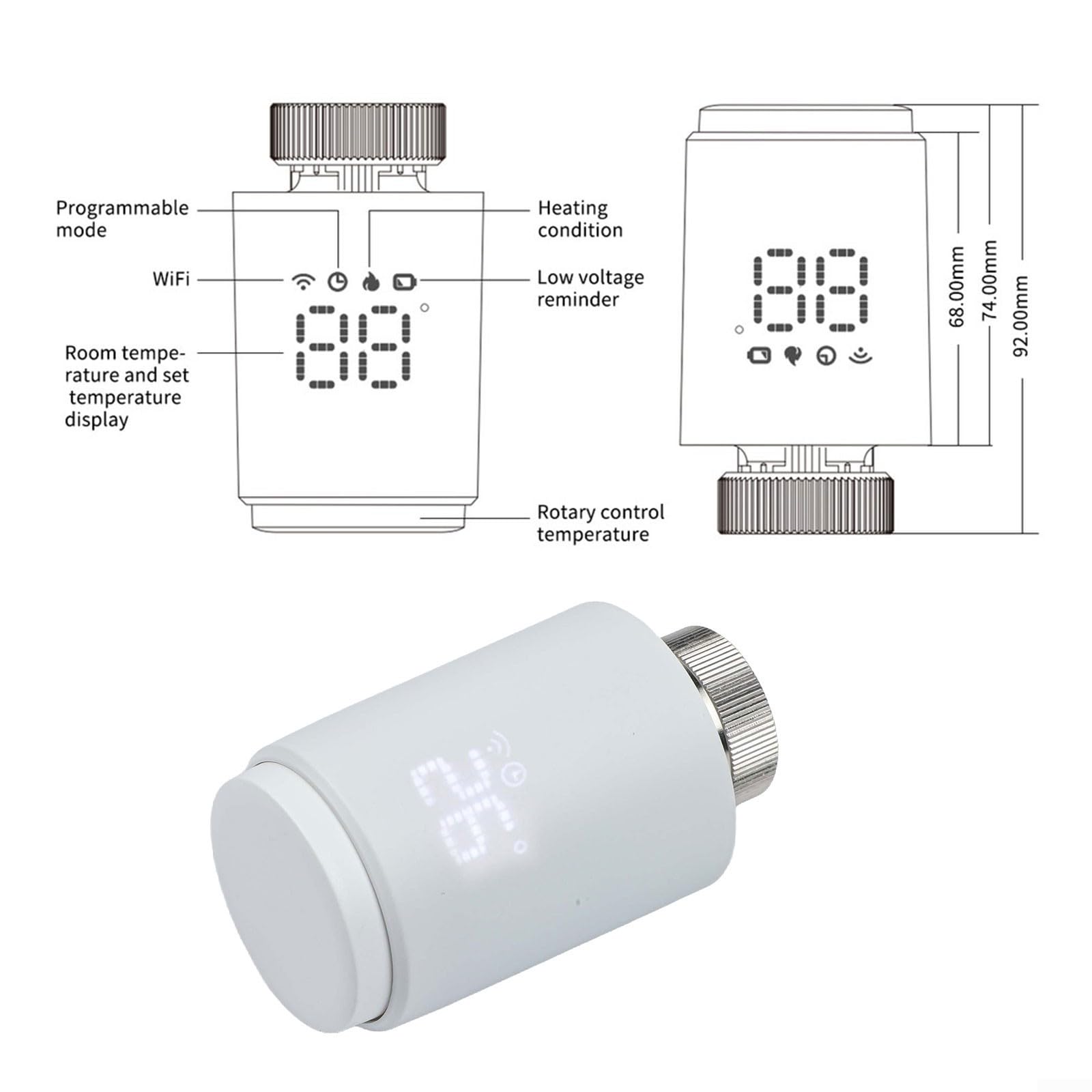 Válvula termostática Zigbee diseñada para radiadores y totalmente compatible con aplicaciones TuyaSmart y funciones de asistente de voz