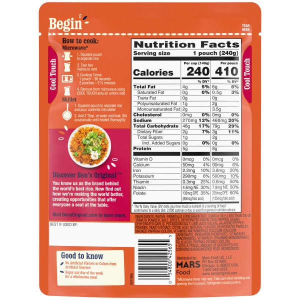 BEN'S ORIGINAL Ready Rice Spicy Mexican Style Flavored Rice, Easy Dinner Side, 8.5 oz Pouch (Pack of 12)