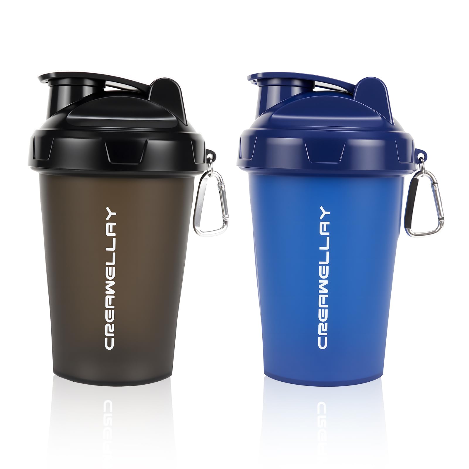 CREAWELLAY 2 Pack Shaker Bottles for Protein Mixes, 17 oz Small Protein Shaker Bottle with Handle, Gym Shaker Cups with Blending Ball for Pre Workout,