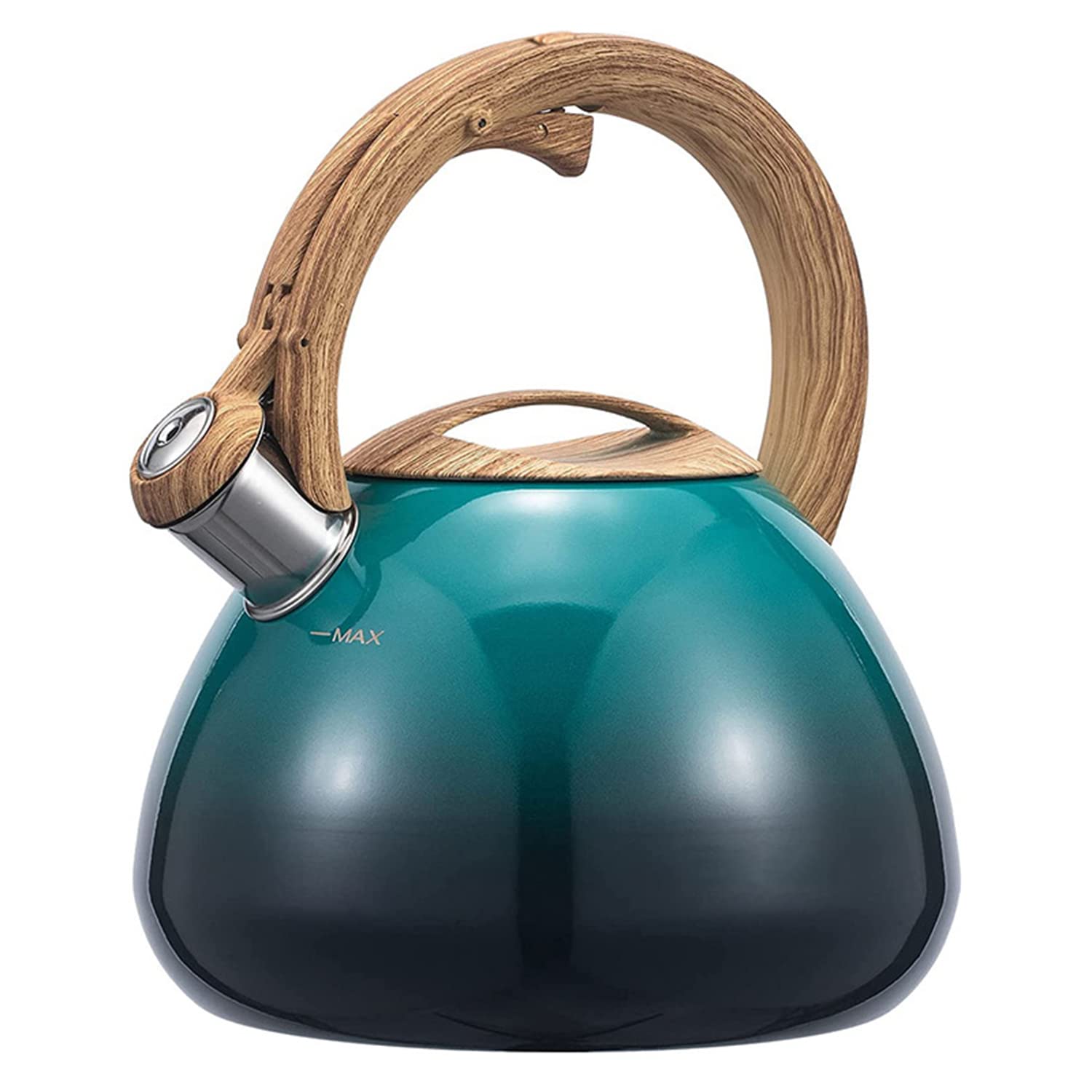 Avsmgp Green 2.5L Whistling Tea Kettle, 304 Stainless Steel Stovetop Tea Kettle Evenly Heating Whistling Kettles With Hot-Resistant Handle,