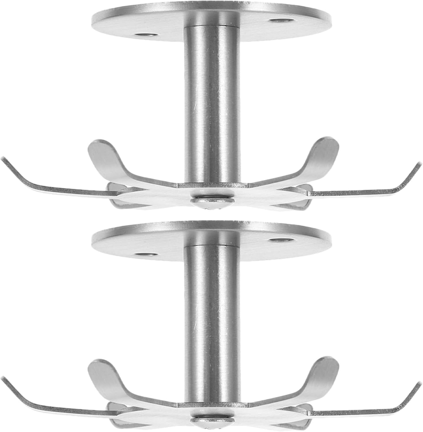 2pcs Stainless Steel Rotating Kitchen Hooks Six-Claw Under Cabinet Utensil Hangers with Screw Mount Space-Saving Kitchen Organizer and Bathrooms