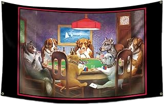Dogs Playing Poker Funny Flag Tapestry (3x5ft, 150D Poly,Vivid Color) Wall Hanging Banner Flag For Fans Wall Deor Living Room Dorm