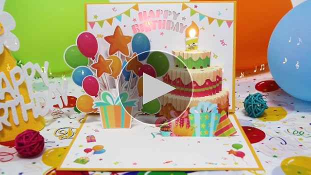 Free! Wonderful Birthday party! 遙 Amazon.com : MZD8391 Birthday Cards Pop Up Cake with