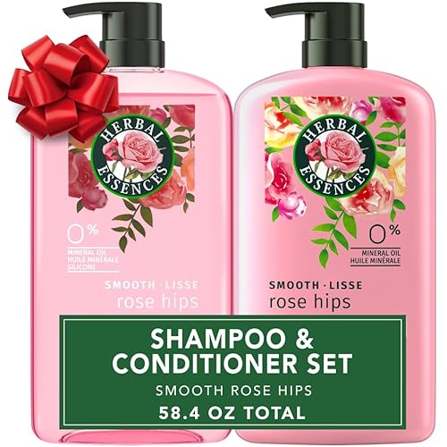 Herbal Essences Shampoo & Conditioner Set, Smooth Collection, Paraben-Free, Color-Safe, with Rose Hips & Vitamin E, 29.2 Fl Oz Each, 2-Pack