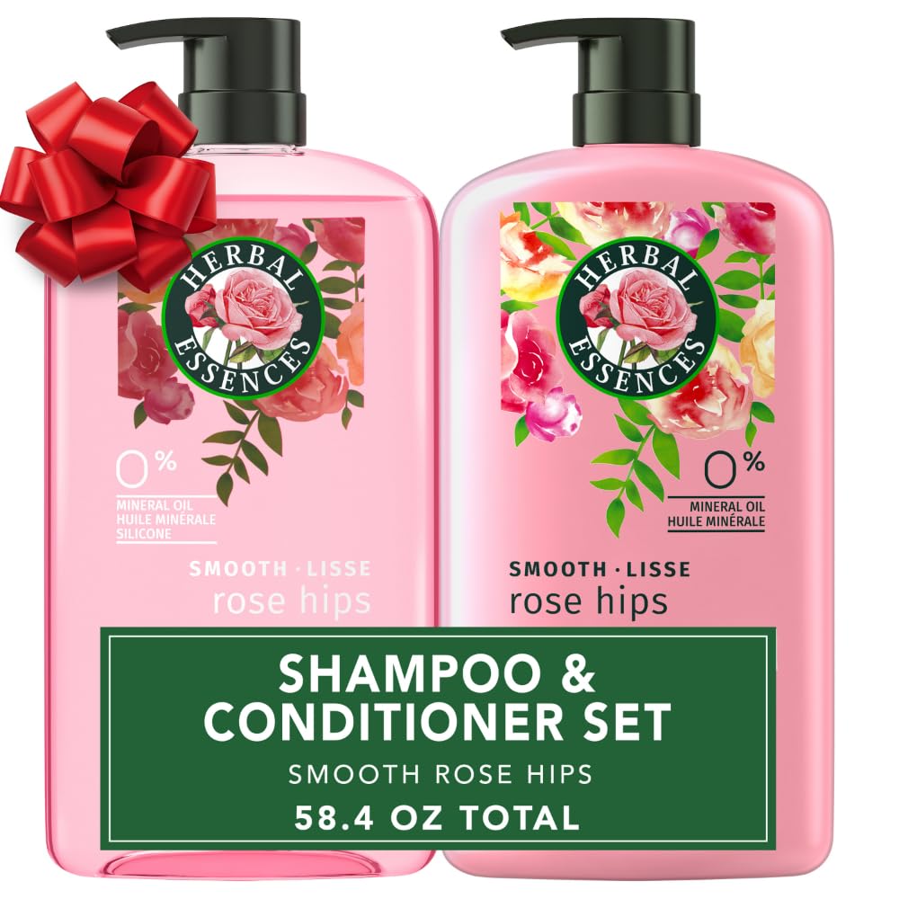 Herbal Essences Shampoo & Conditioner Set, Smooth Collection, Paraben-Free, Color-Safe, with Rose Hips & Vitamin E, 29.2 Fl Oz Each, 2-Pack
