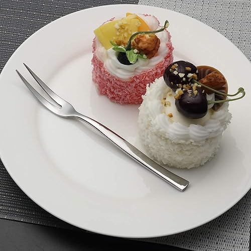 Miniatura 6 de Idotry - Tenedores para aperitivos de acero inoxidable de 2 puntas, 8 piezas, tenedores pequeños, tenedor de frutas