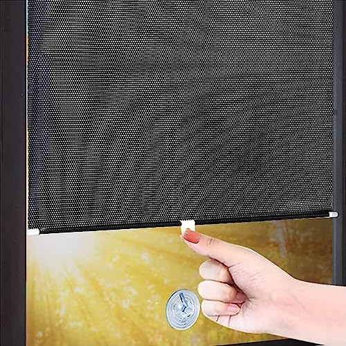 GOFOHIMI Persianas enroláveis com proteção solar, cortina para janela com ventosa, ajustáveis, translúcido e escuro, Estore de rolo opaco, proteção UV e solar sem perfuração, W40 x L60 cm