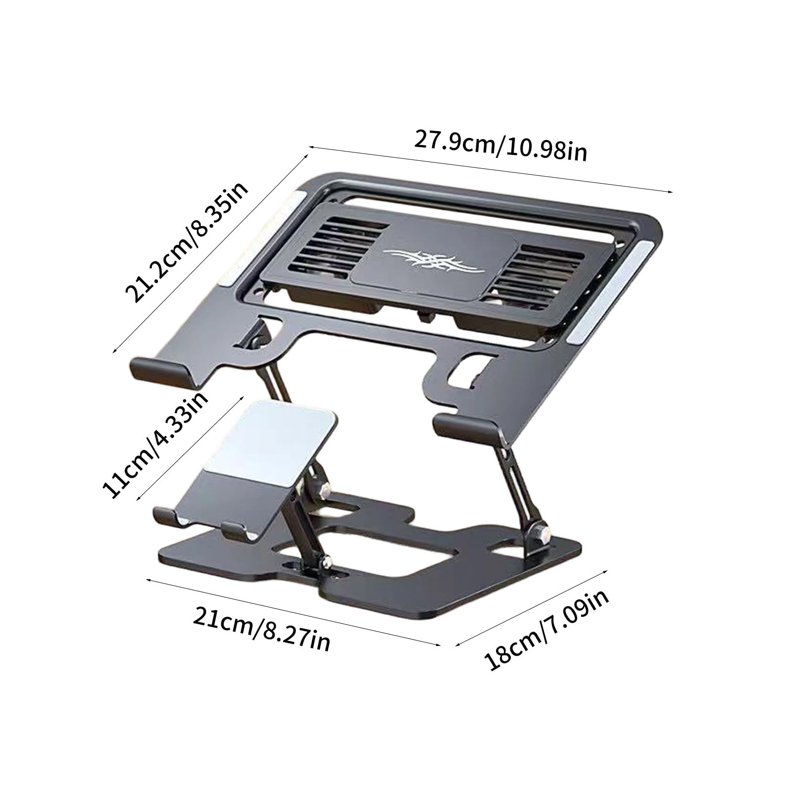 Grip Pad Supporto di raffreddamento per laptop con supporto per telefono, pieghevole regolabile per scrivania di casa Studio Supporto di raffreddamento per laptop regolabile Supporto per