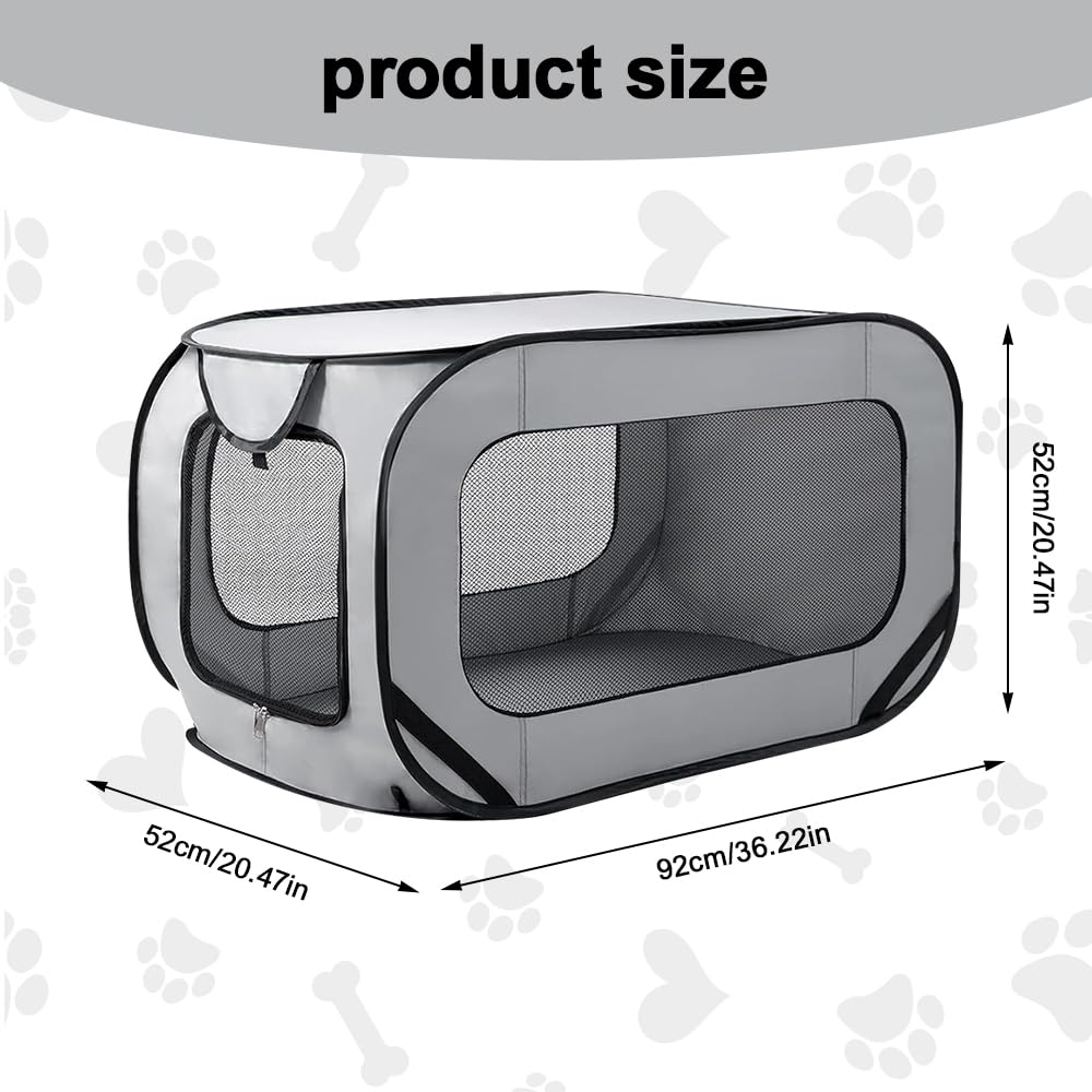 Hundetransportbox Faltbar, 92x52x52cm Pop-Up-Transportbox Hund Katze, Tragbarer Hundebox, Oxford Stoff Auto Haustiertransportbox für Katzen & Hunde bis 29.5 kg