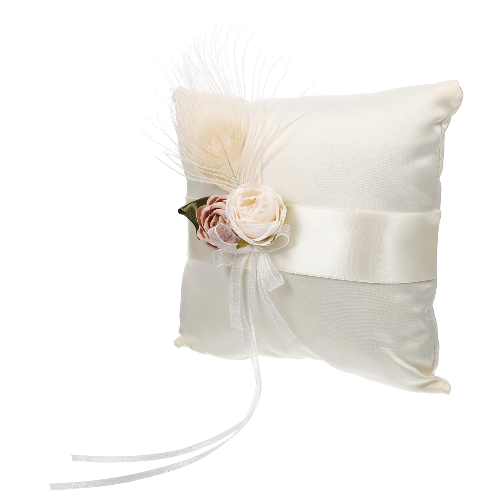 Cojín De Anillos De Bodas Decorativo Flores De Satén Almohada Moderna Para Ceremonias Soporte Para Joyas y Decoración De Compromiso Para Fotografía y Eventos