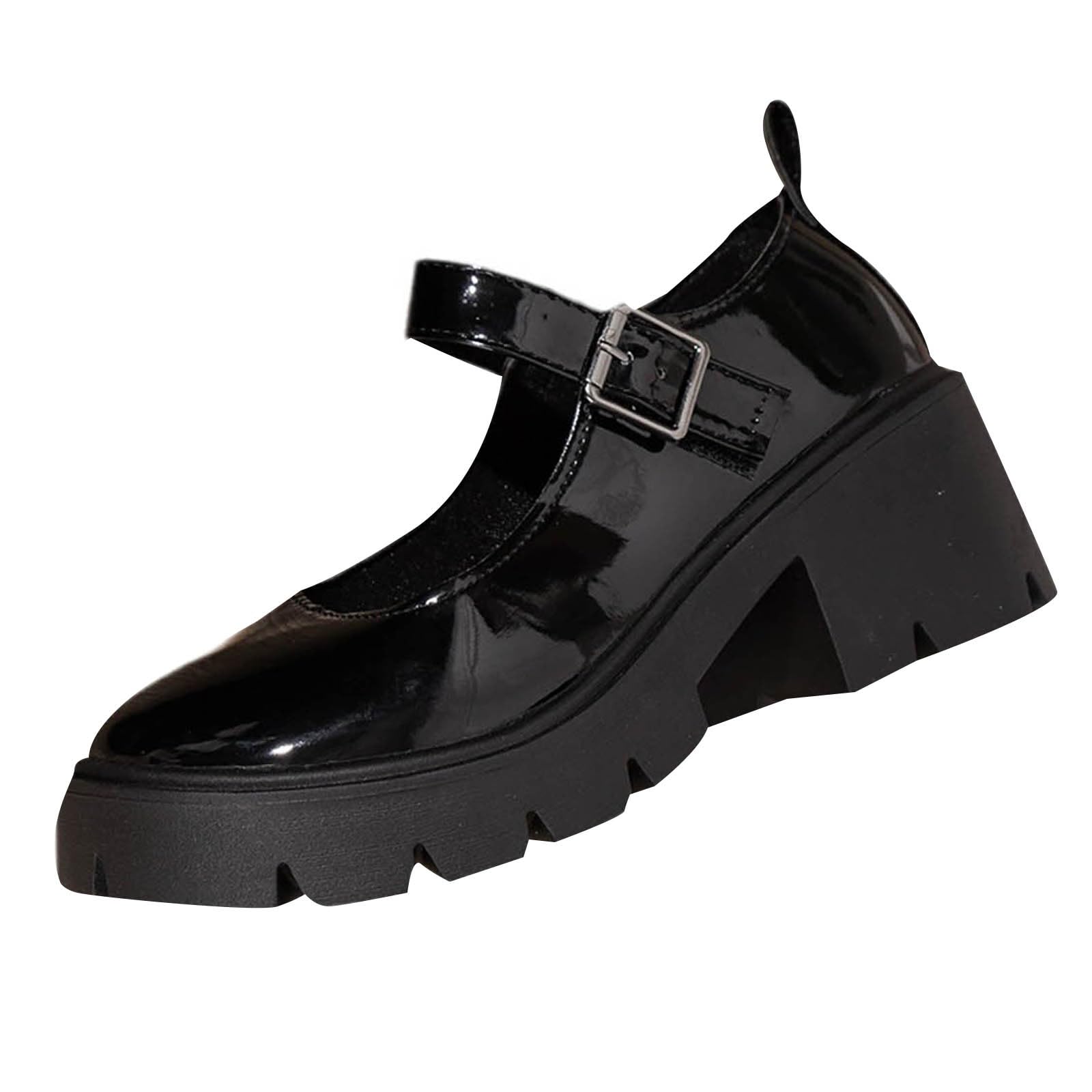 Lolita - Scarpe da donna con plateau Mary Jane, tacco a blocco, in pelle verniciata | Scarpe gotiche con fibbia, da principessa, antiscivolo, con plateau, per costumi cosplay