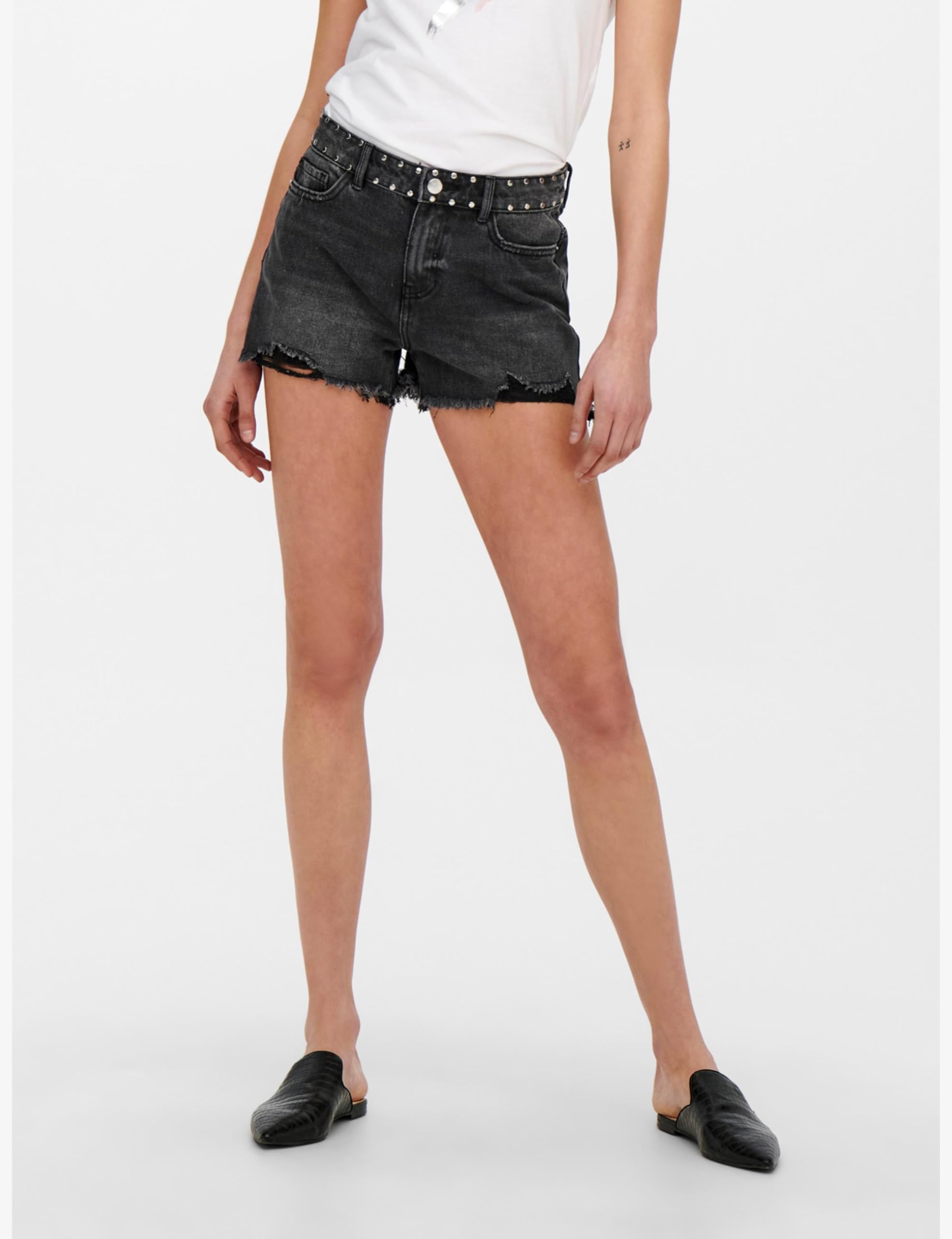Only Onlpacy HW Borchiate DNM Shorts Bj Pantaloncini Donna