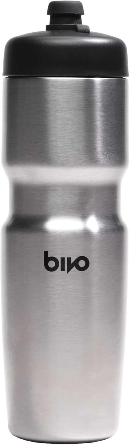 Bivo Trio 21oz Insulated Stainless Steel Bike Water Bottle - for Cycling - Fits Most Cages, Dishwasher Safe - Keeps Drinks Cold 12+ Hours - Raw