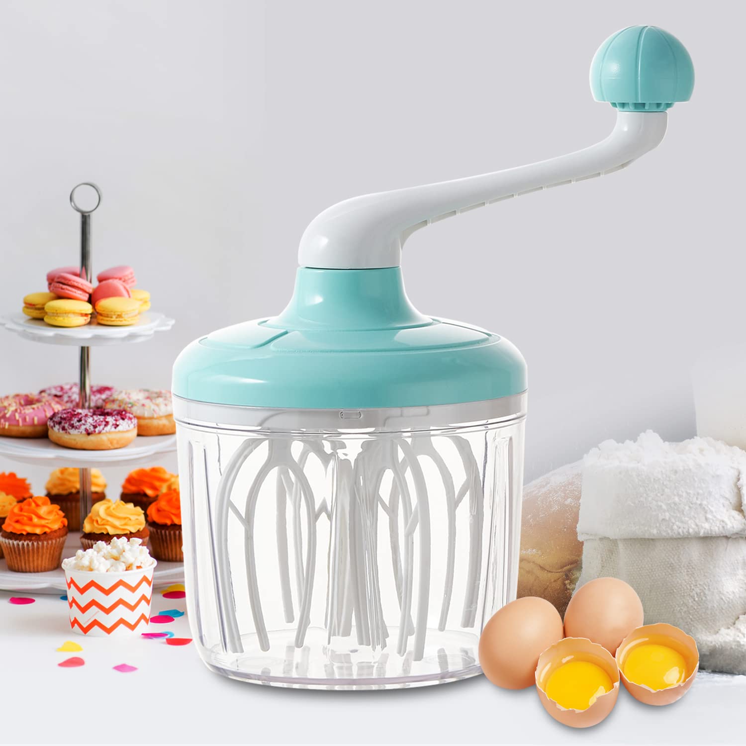 Erato Manuel Batteur à oeufs, Fouet à Oeufs Multifonction, CrèMe à Oeufs Manuel Fouet batteur à œufs à la maison 1100ML, Vert