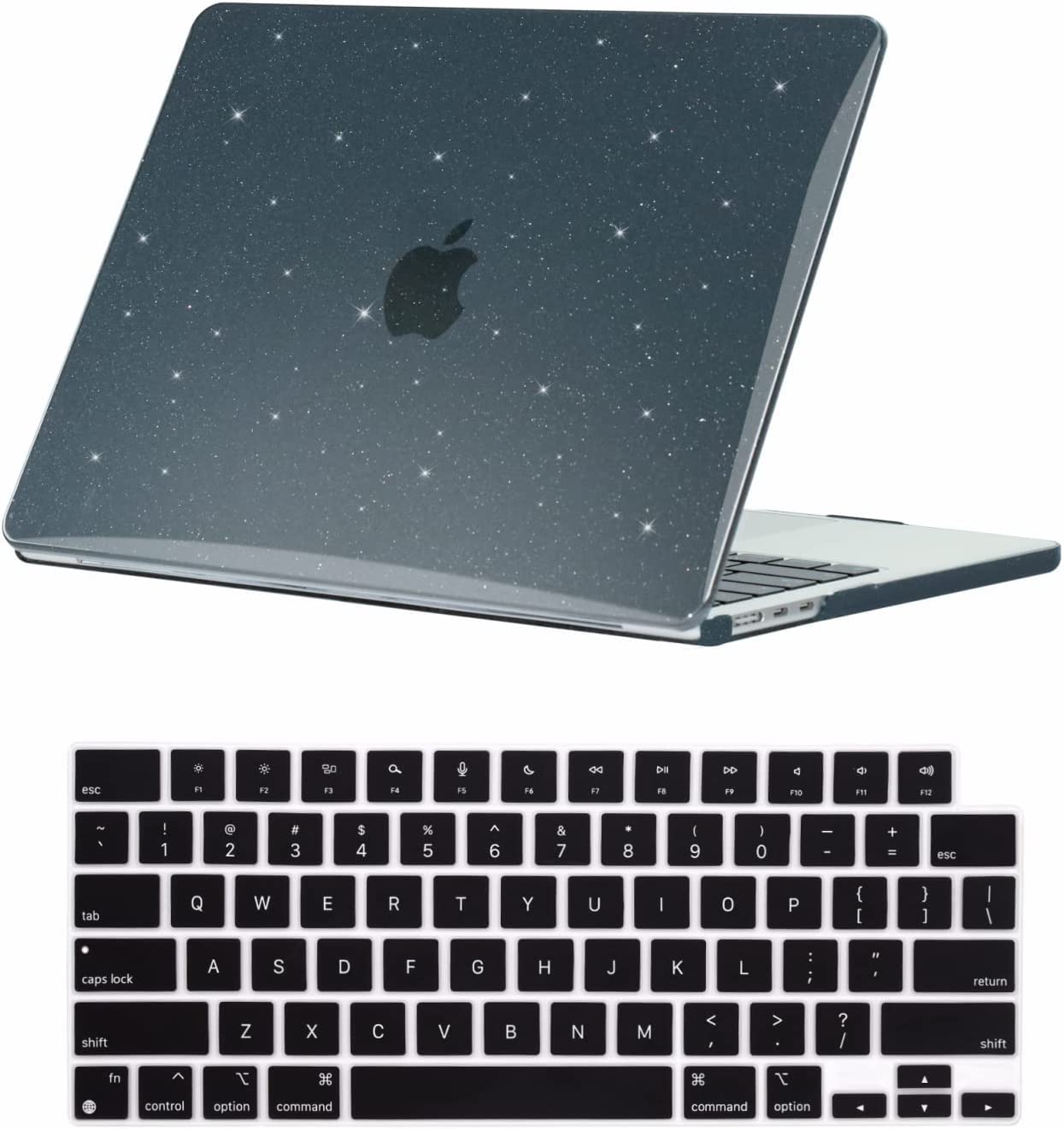 OJOS Compatible with New MacBook Air 13.6 inch Case 2022 2023 2024 Release M3 A3113 M2 A2681 Crystal Glitter Bling Shining Protective Hard Shell Case with Keyboard Cover Skin, Sparkling Black (B0BFM5FSND) Amazon Price History, Amazon Price Tracker