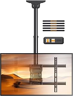 Perlegear Ceiling TV Mount, Hanging TV Mount for 37-75 inch Flat or Curved TVs up to 99 lbs, Full Motion TV Bracket with Swivel, Tilt, Max VESA 600x400mm, PGLCM1