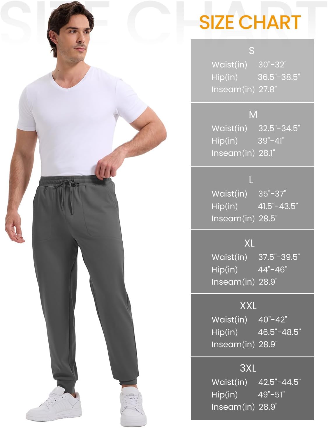 Rdruko Men's Joggers Pants with Zipper Pockets Stretch Tapered Track Pants Athletic Casual Sweatpants for Gym Running - Image 7