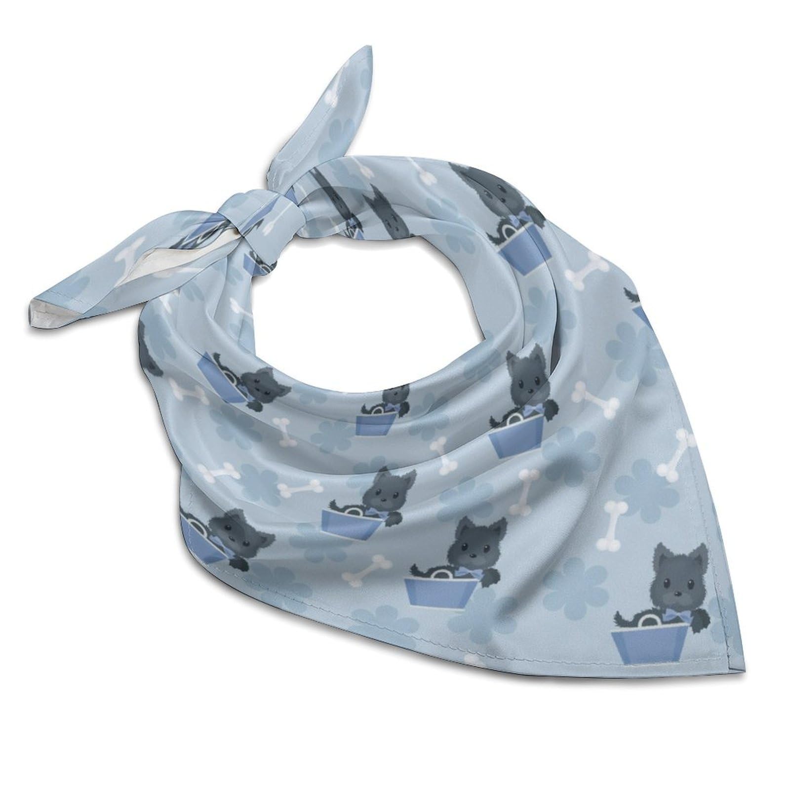 Cute Animal of Scottie Dog Pattern Bandana Hair Scarf Headband Adjustable Neckerchief for Men Women Decor