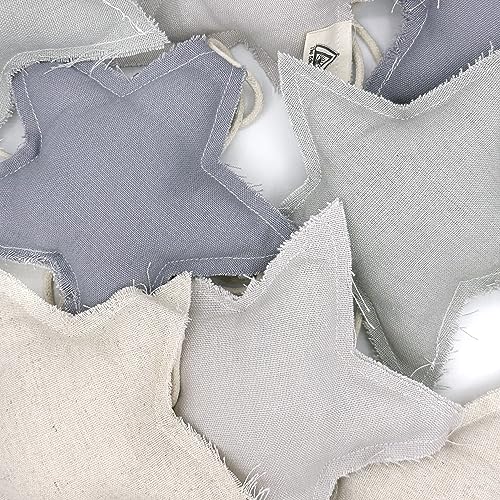 Multicolored Pennant Bunting Banner Pastel Linen Fabric 9 Star Garland for Room Decoration Hanging on Wall Ceiling Window (Star Blue) by The Boho Design - Image 3