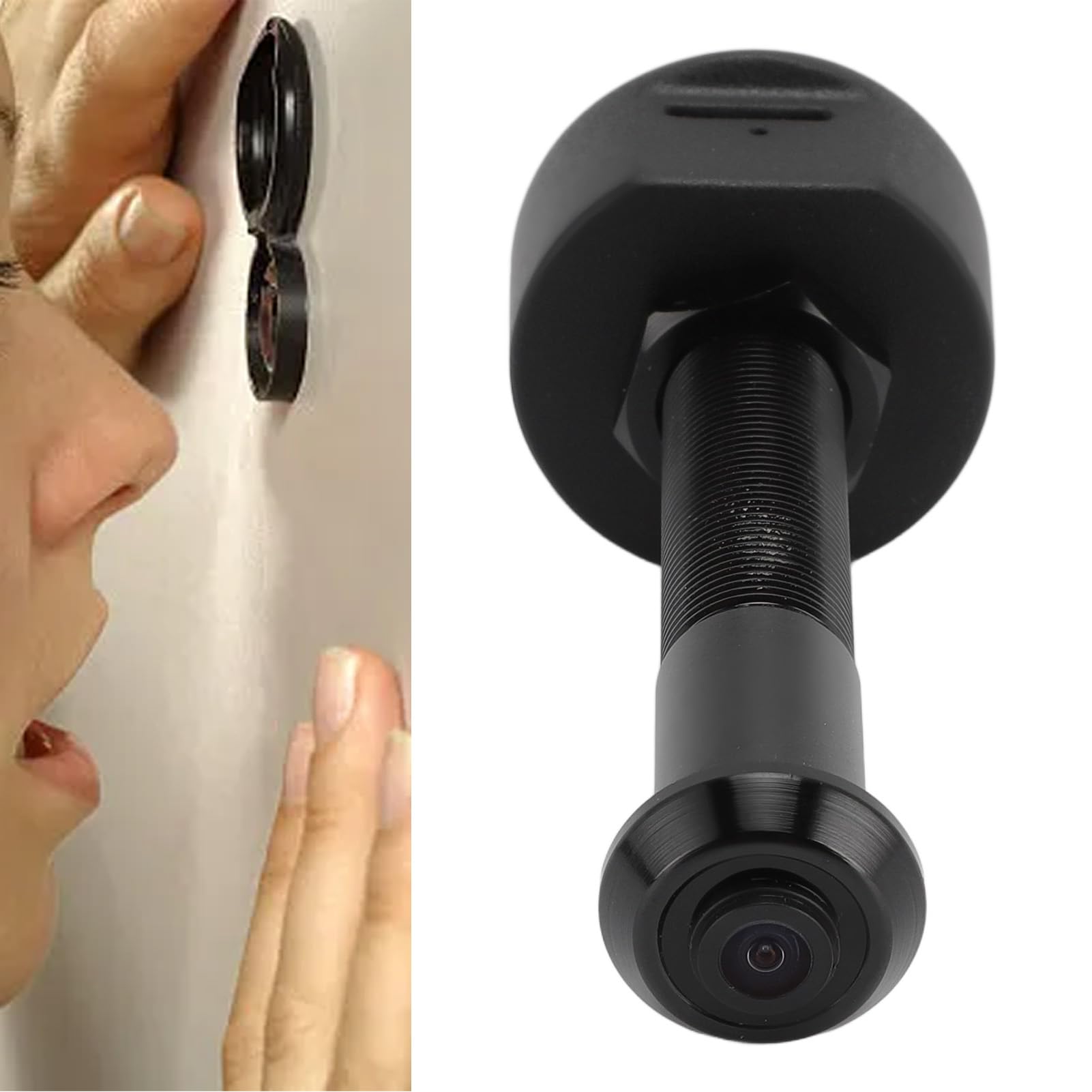 VBESTLIFE Telecamera per Spioncino 1080P, Telecamera per Foro per Porta con Obiettivo Grandangolare da 170° per Tuya, Rilevamento del Movimento, Visione Notturna (BLACK)