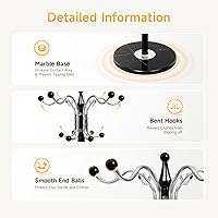 Vista 6 de Perchero de metal para sombreros de 16 ganchos con base de mármol natural, soporte de perchero resistente, perchero moderno para entrada, sala