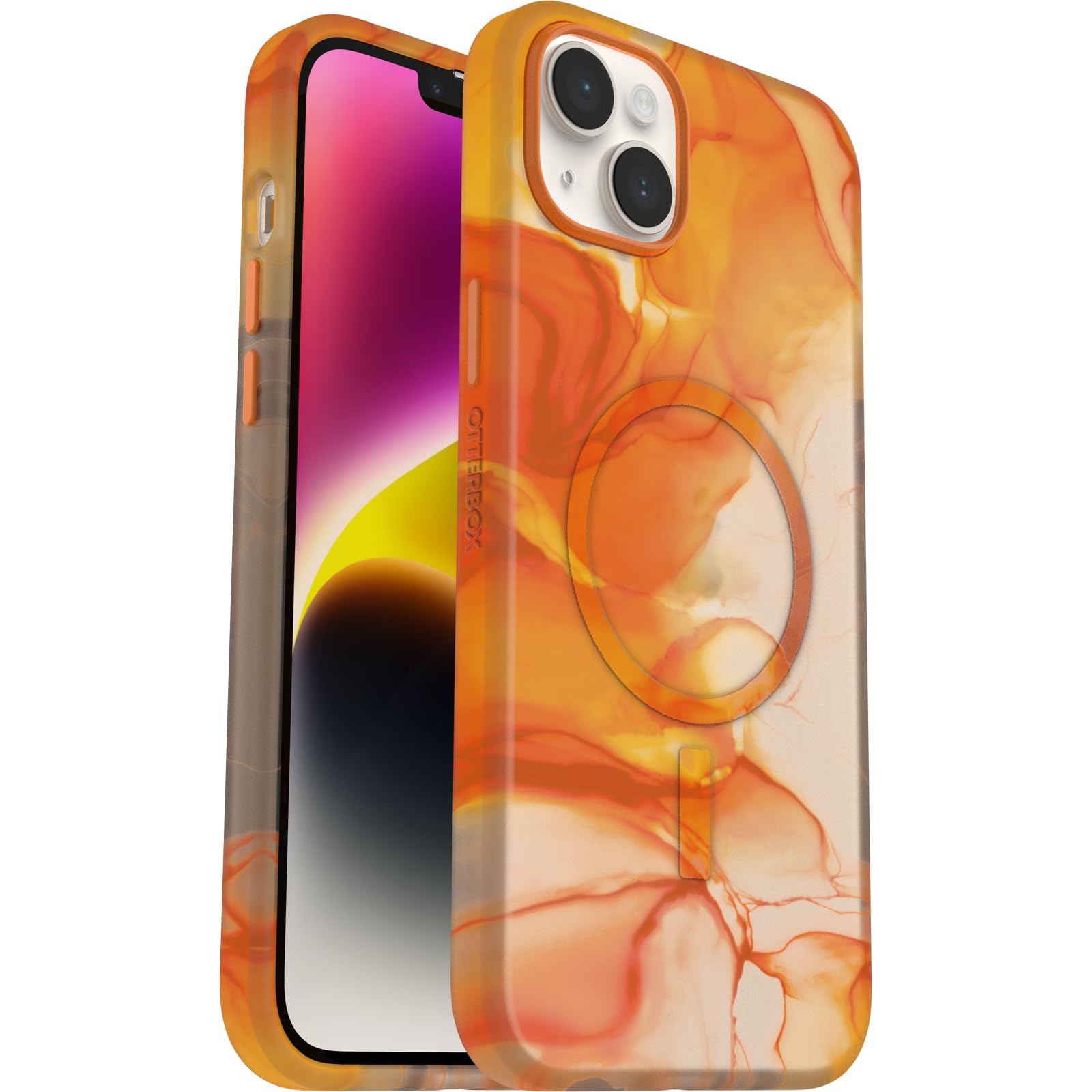 Cover per iPhone 14 Plus OtterBox Slim & Sturdy con MagSafe, resistente a shock e cadute; cover ultrasottile, protettiva, leggera, testata a norme anti caduta MIL-STD 810G, Arancia