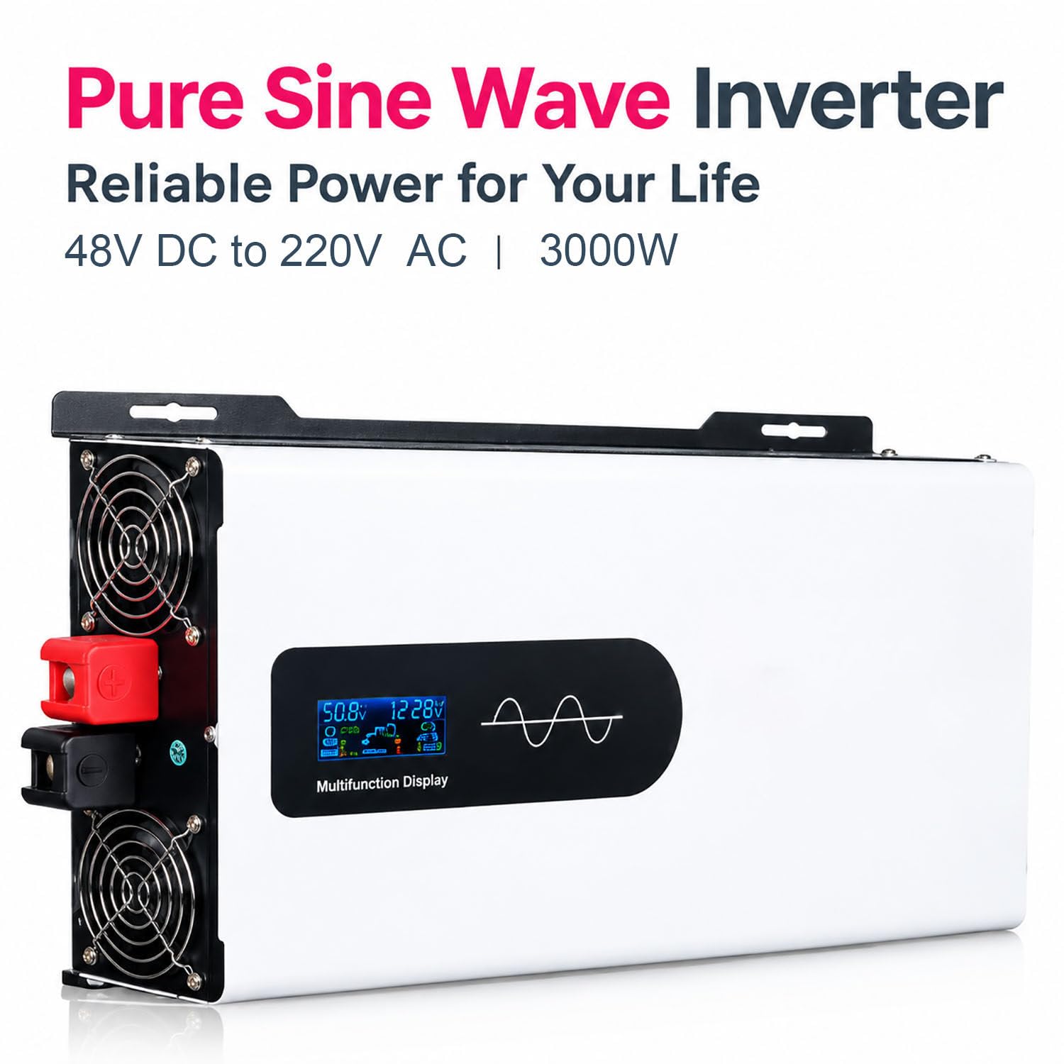 Convertisseur sinusoïdal Pur CC 12–96 V vers CA 220 V,Camping-Car/Solaire 48V-3000W