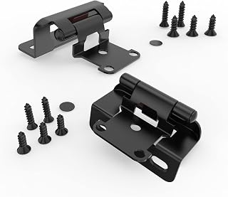 Chibery 1/2 inch Overlay Semi Partial Wrap Around Self Closing Cabinet Hinges (5 Pairs - 10 Pack), Face Frame ＆ Frameless Door Decorative, Replacement Kitchen Hardware, Quiet Bumper (Matte Black)