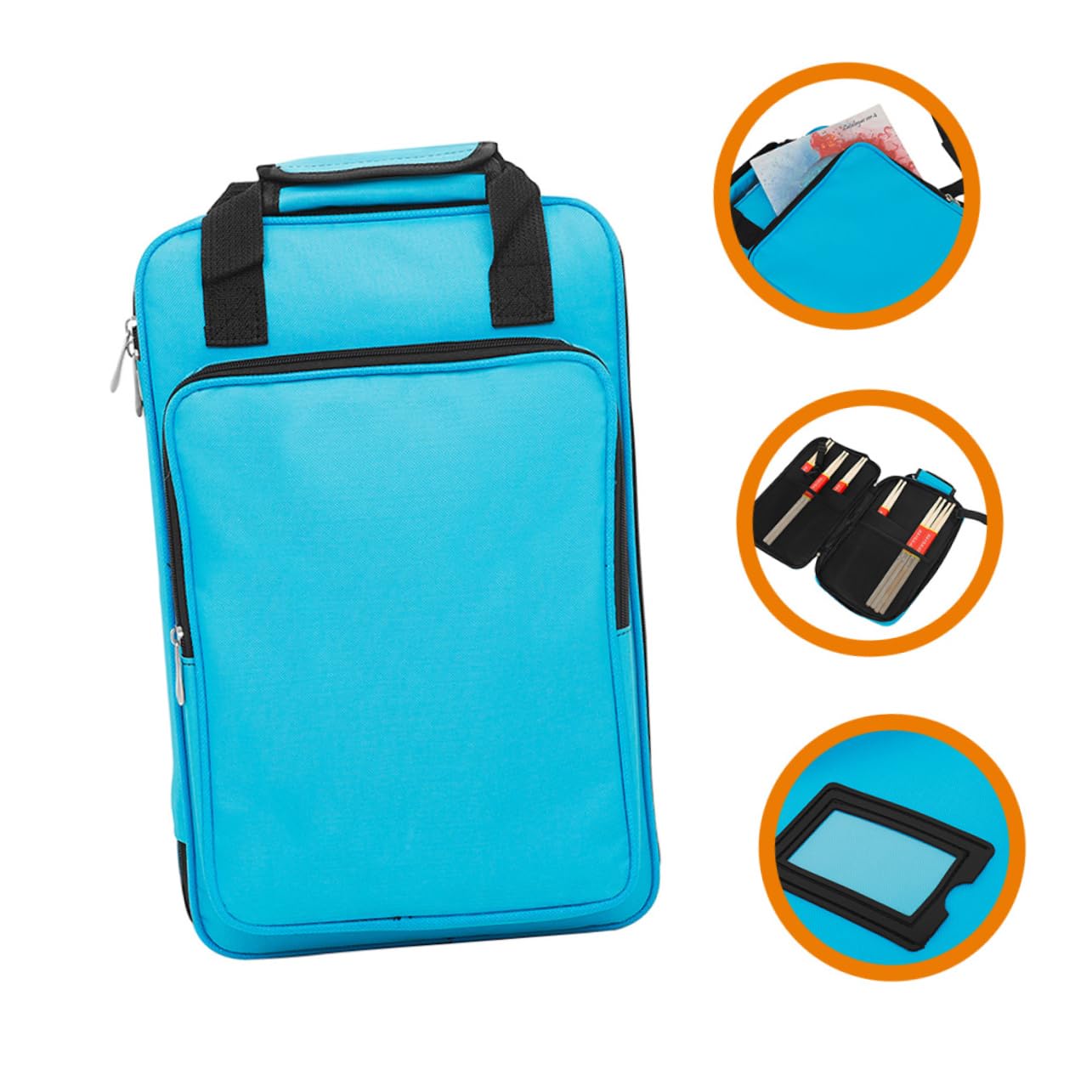 Borsa per Bacchette Batteria Resistente alle Macchie Oxford Blu Pratica e Comoda Tracolla e Manici per Trasporto di Bacchette e Mazze