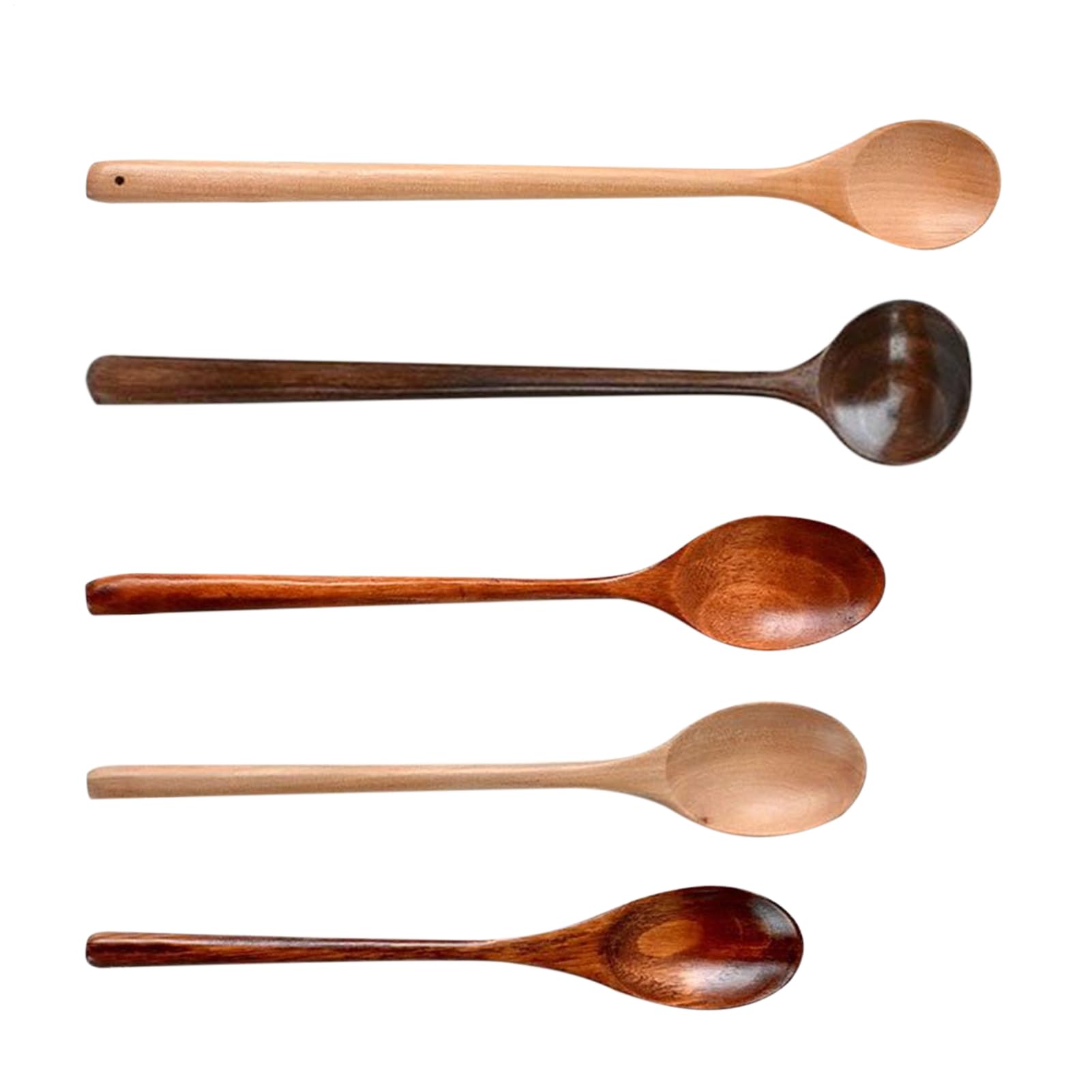 Cucharas de sopa de madera y cucharón de miel de mango largo para remover aderezos
