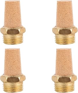 VILLCASE 4pcs Silencer 1/4 Npt Brass Fuselage Muffler Filter Noise Silencer 1/2 Male Thread Sintered Muffler Golden Brass Silencer Exhaust Muffler Pneumatic Silencer All Bronze Cylinder G1