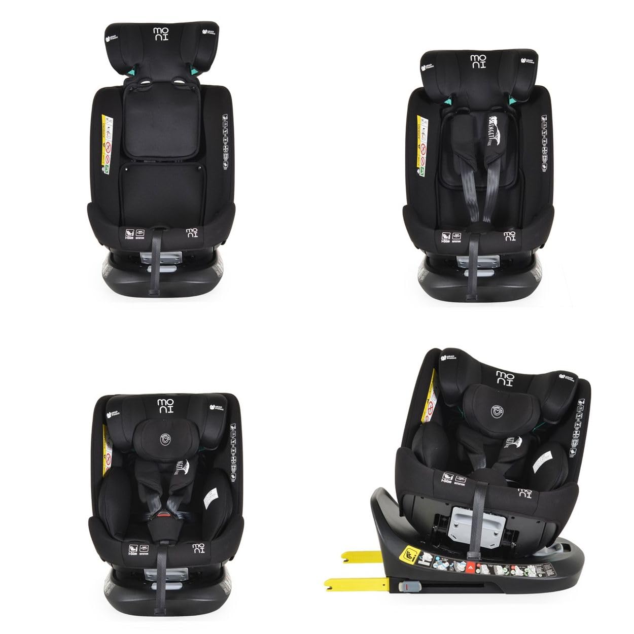 Moni, i-Size Serengeti fotelik dziecięcy (40-150 cm) Isofix, poduszka pod kark, kolor: czarny