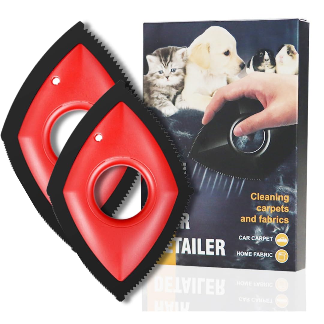 PACK 2 - Cepillo Quitapelos Rojo, Removedor Triangular para Limpieza de pelos de mascota en todas superficies.