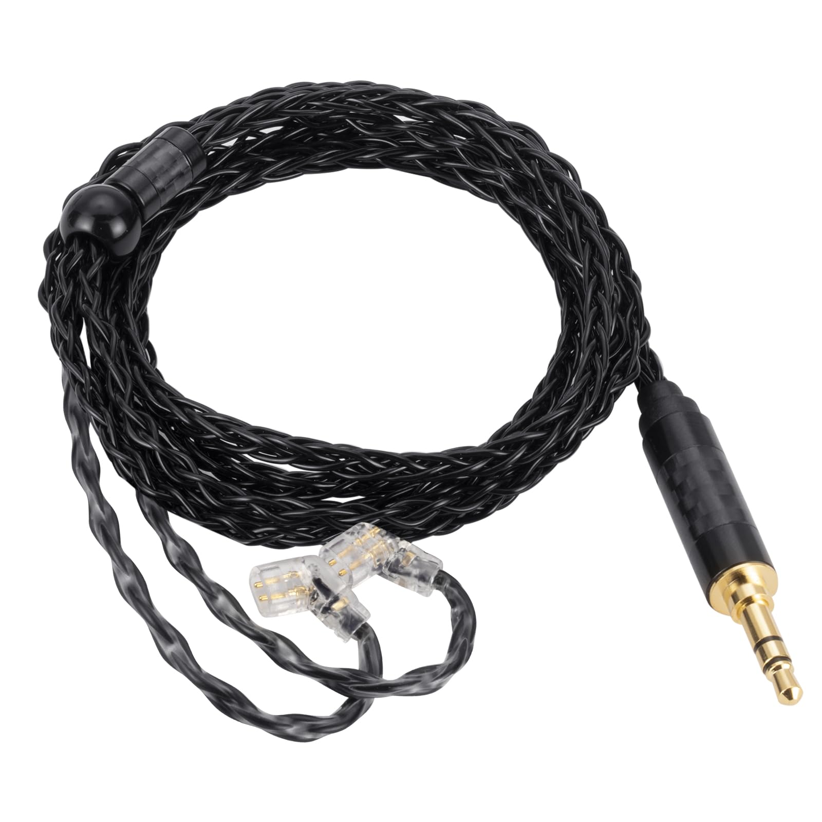 Alphatec 3,5 mm auf QDC (versenkt 2Pin) IEM-Kabel, 8-adriges OCC versilbertes HiFi-Ohrhörerkabel, ultraweiches Kopfhörerkabel, In-Ear-Monitorkabel, 1,3 m schwarz