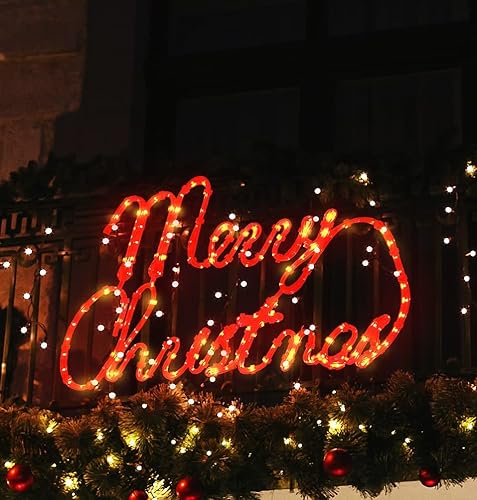 Miniatura 7 de LAMPHOME Letrero de Navidad iluminado de 17.7 pulgadas, decoración de silueta de ventana de feliz Navidad (17.7 pulgadas)