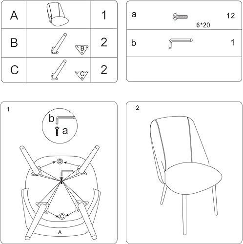 Miniatura 8 de CangLong Juego de 4 sillas de comedor, modernas sillas de comedor tapizadas, sillas de cocina de terciopelo con patas de metal, sillas laterales