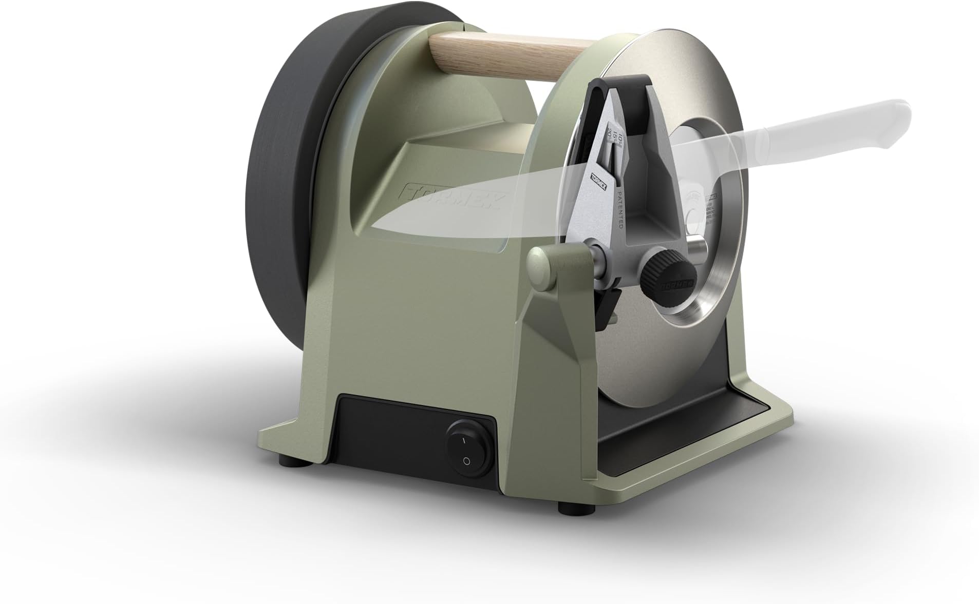 Tormek T-1 Kitchen Knife Sharpener in Ash Green (UK Version) with Patented Angle Guide - State-of-The-Art Blade Sharpening for European&Japanese Style Kitchen Knives - Tailored for Home Cooks