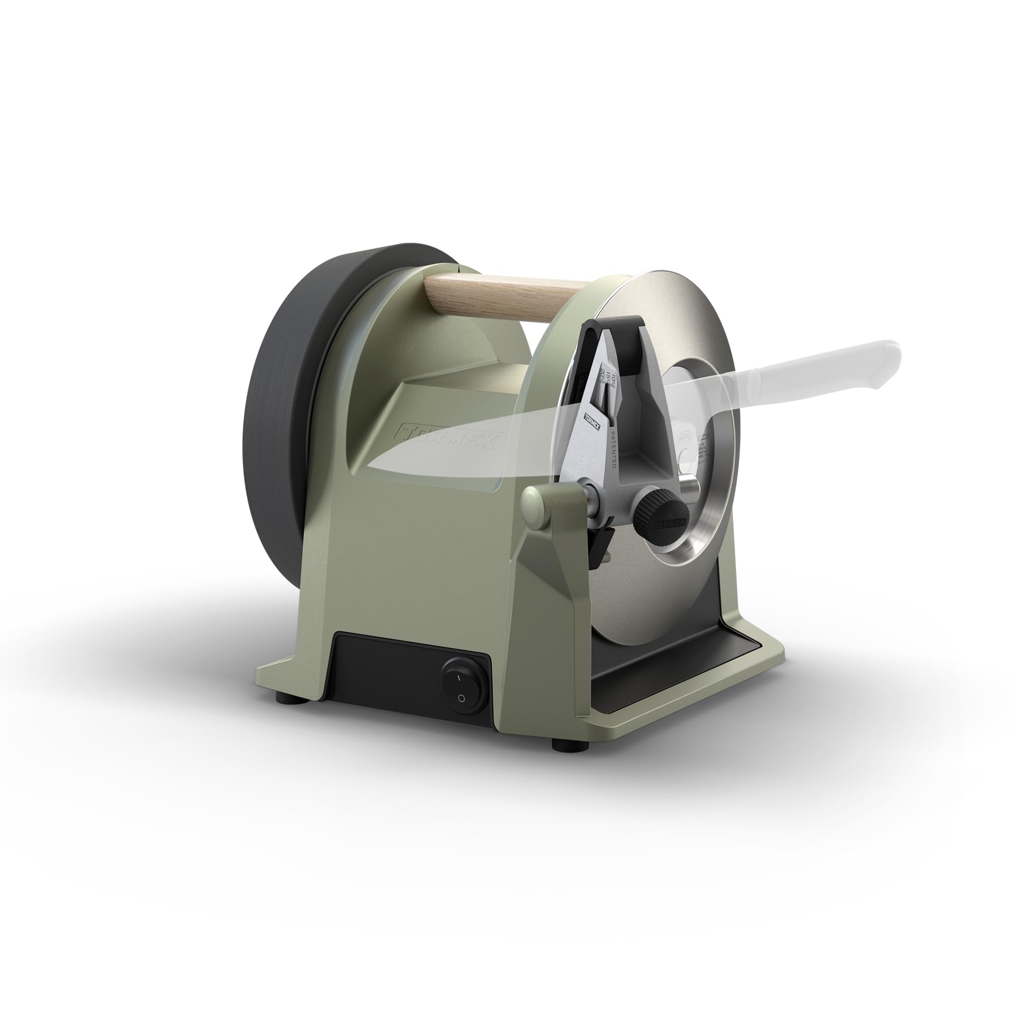TORMEKT-1 Kitchen Knife Sharpener in Ash Green (UK Version) with Patented Angle Guide - State-of-The-Art Blade Sharpening for European&Japanese Style Kitchen Knives - Tailored for Home Cooks