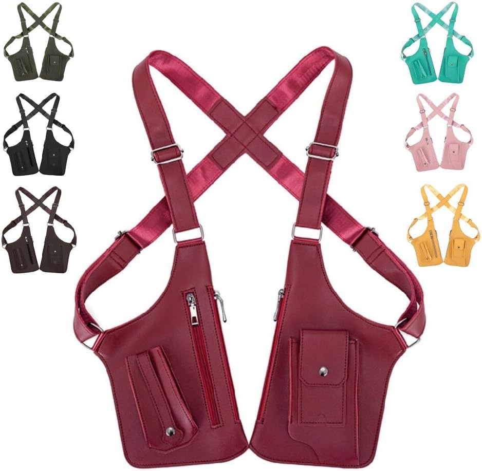 (1 Pack) Premium Leather Adjustable Underarm Shoulder Bag For Men & Women, Leather Shoulder Hidden Underarm Strap Wallet
