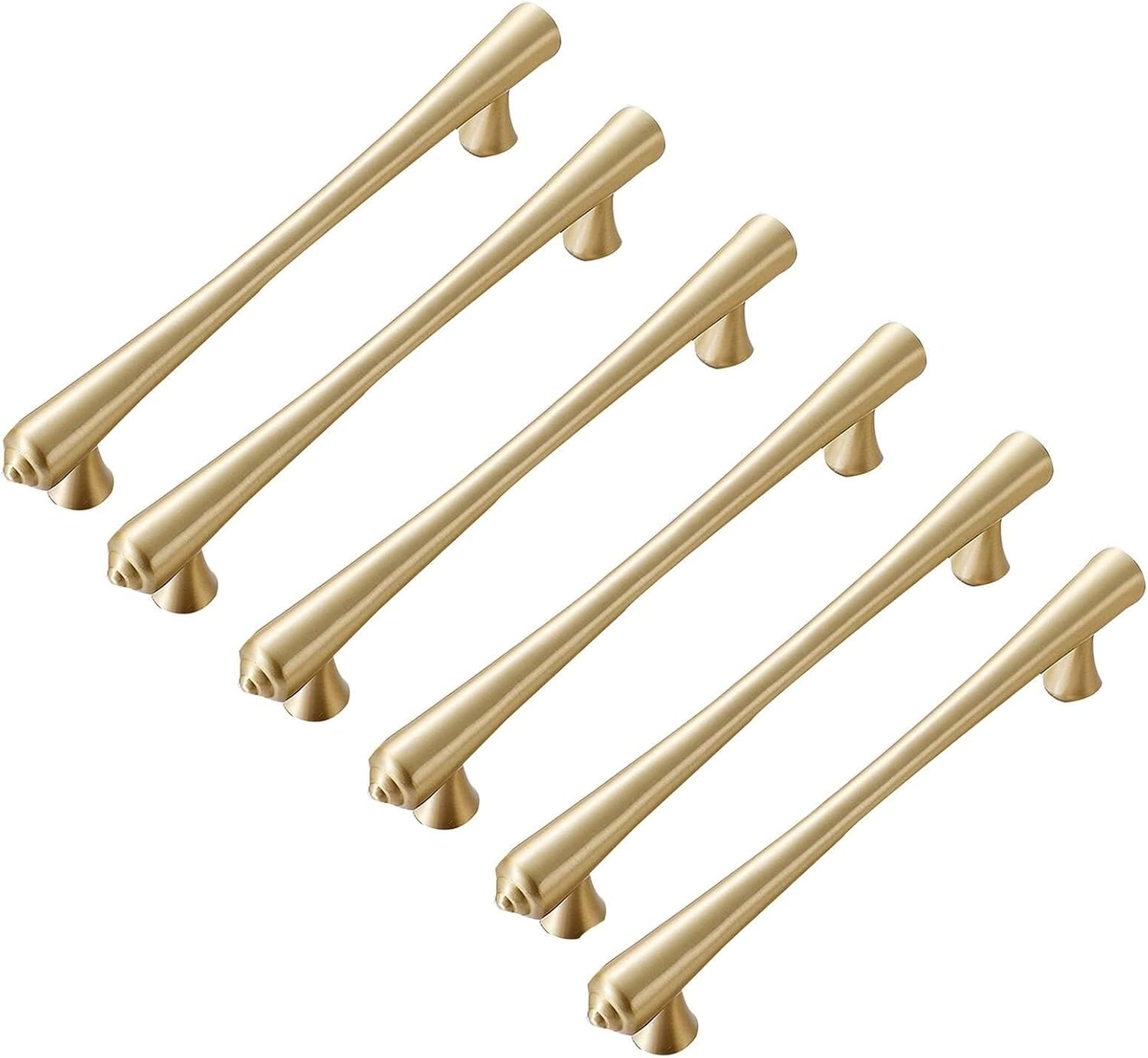 Cabinet Handles,6 Pack Brass Drawer Pulls,128 mm/5 Inch Cupboard Pulls,Gold Light Luxury Closet Handles,Brushed Brass Handles,Perfect Decoration to Your Home(Size:160 mm)