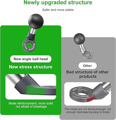 Miniatura 3 de FANAUE Base de bola con adaptador de cabeza de perno en ángulo con orificio de montaje de 0.394 pulgadas, base de montaje de aleación de aluminio