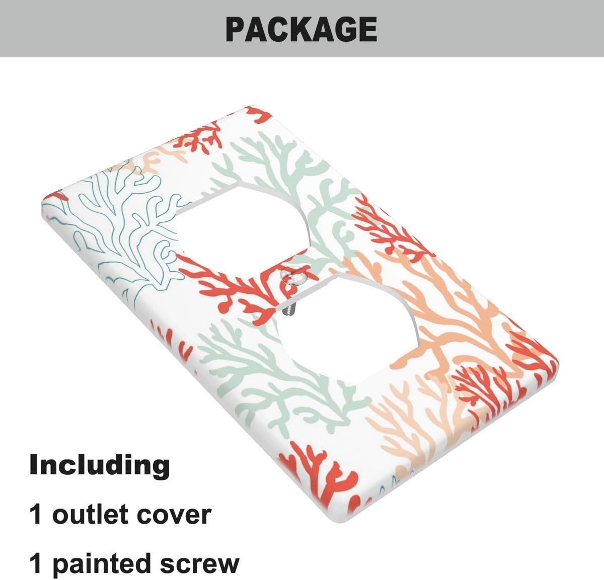 Boho Coastal Wall Plate Cover Red Pink Mint Coral Reef Outlet Covers 1-Gang Switch Plug Duplex Cover Home Bedroom Bathroom Kitchen