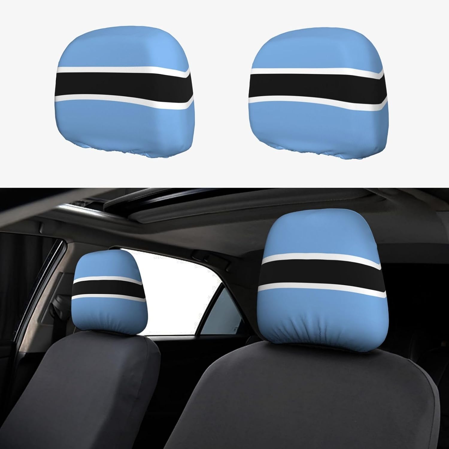 2 Pcs Jamaica Flag Headrest Covers,Cute Funny Car Headrest Protector Seat Cover Accessories Universal Fit for Cars Truck SUV Van