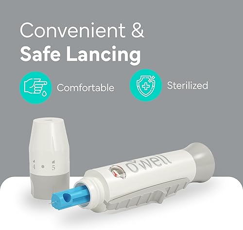 Miniatura 7 de OWELL Kit de dispositivo de punción, dispositivo de lanceta diabética ajustable para pruebas de azúcar en sangre, incluye 40 lancetas de 4 medidores