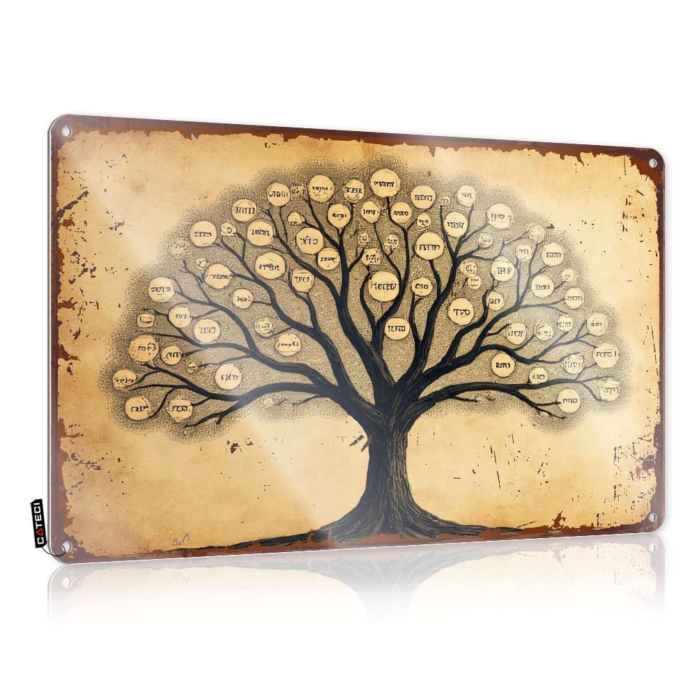 Wall Signs Clock Ready To Hang - A Tree With Hebrew Letters On Its Branches. Retirement For Bars(30X40CM)