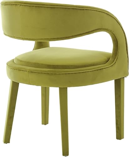Miniatura 6 de ROCITY Green Modern - Juego de 2 sillas de comedor modernas de terciopelo, sillas de comedor tapizadas con respaldo abierto y brazos, cómodas sillas