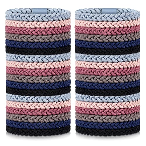 Xinnun 48 Pcs Braided Hair Ties Elastic Ponytail Holders Accessories Hair Ties Soft Rubber Bands for Women and Girls Christmas Gift Bright Colors