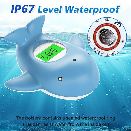 Miniatura 4 de Termómetro de baño para bebé, termómetro digital de agua para bebés de seguridad con retroiluminación de 3 colores y advertencia de temperatura,